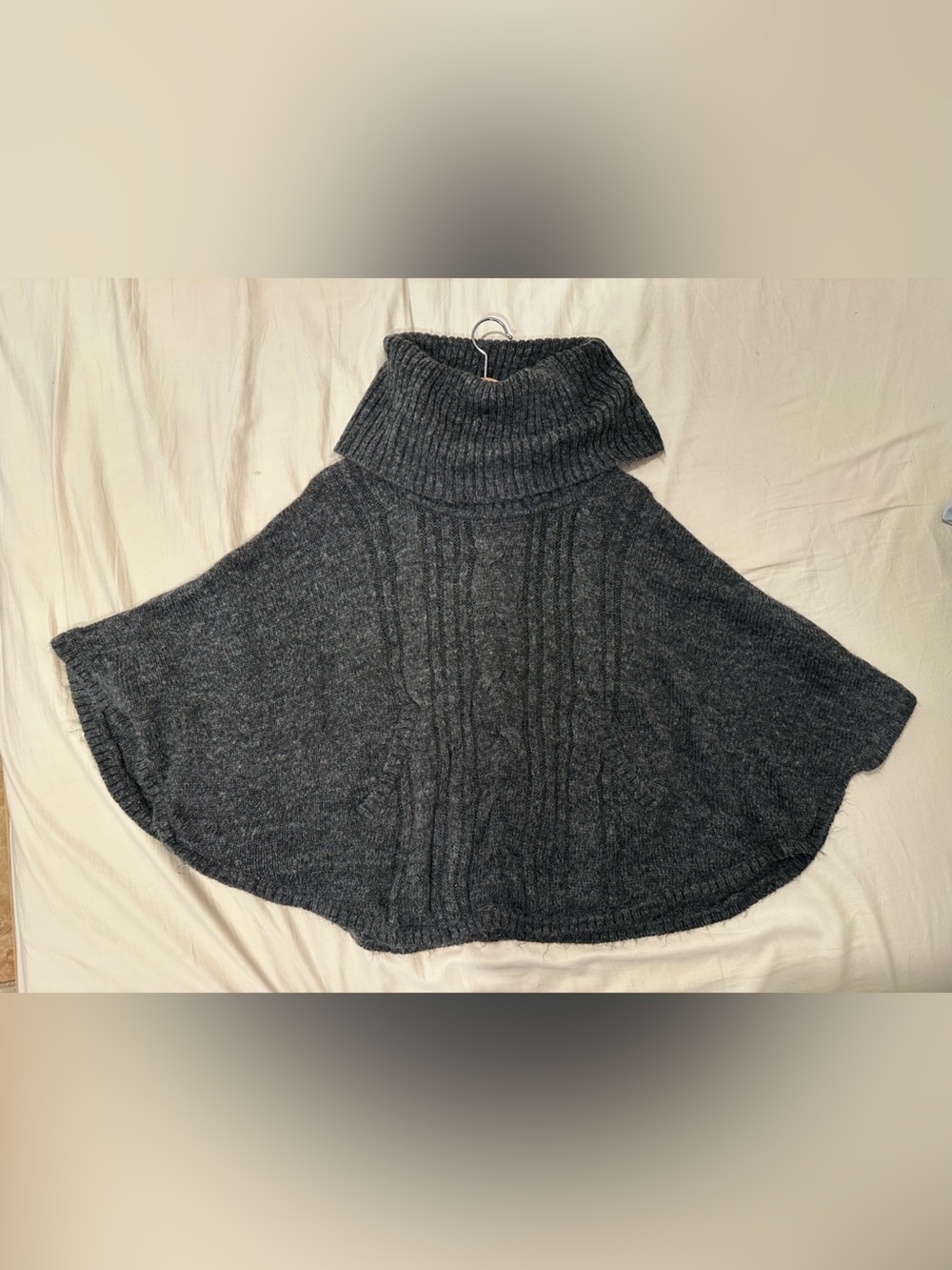 H&M Dark Gray Funnel Cowl Neck poncho style Sweater - Picture 3 of 7